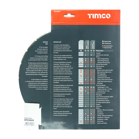 This is an image of Timco - General Purpose Diamond Blade - Segmented 300 x 20.0 (1 Each Box) GPE30020
