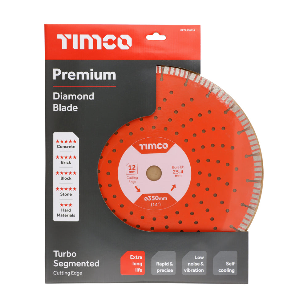 This is an image of Timco - Premium Diamond Blade - Turbo Segmented 350 x 25.4 (1 Each Box) GPPL350254