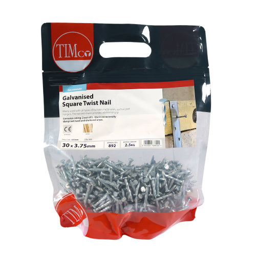 This is an image of Timco - Square Twist Nails - Galvanised 30 x 3.75mm (2.5 Kg TIMbag) GST30LB