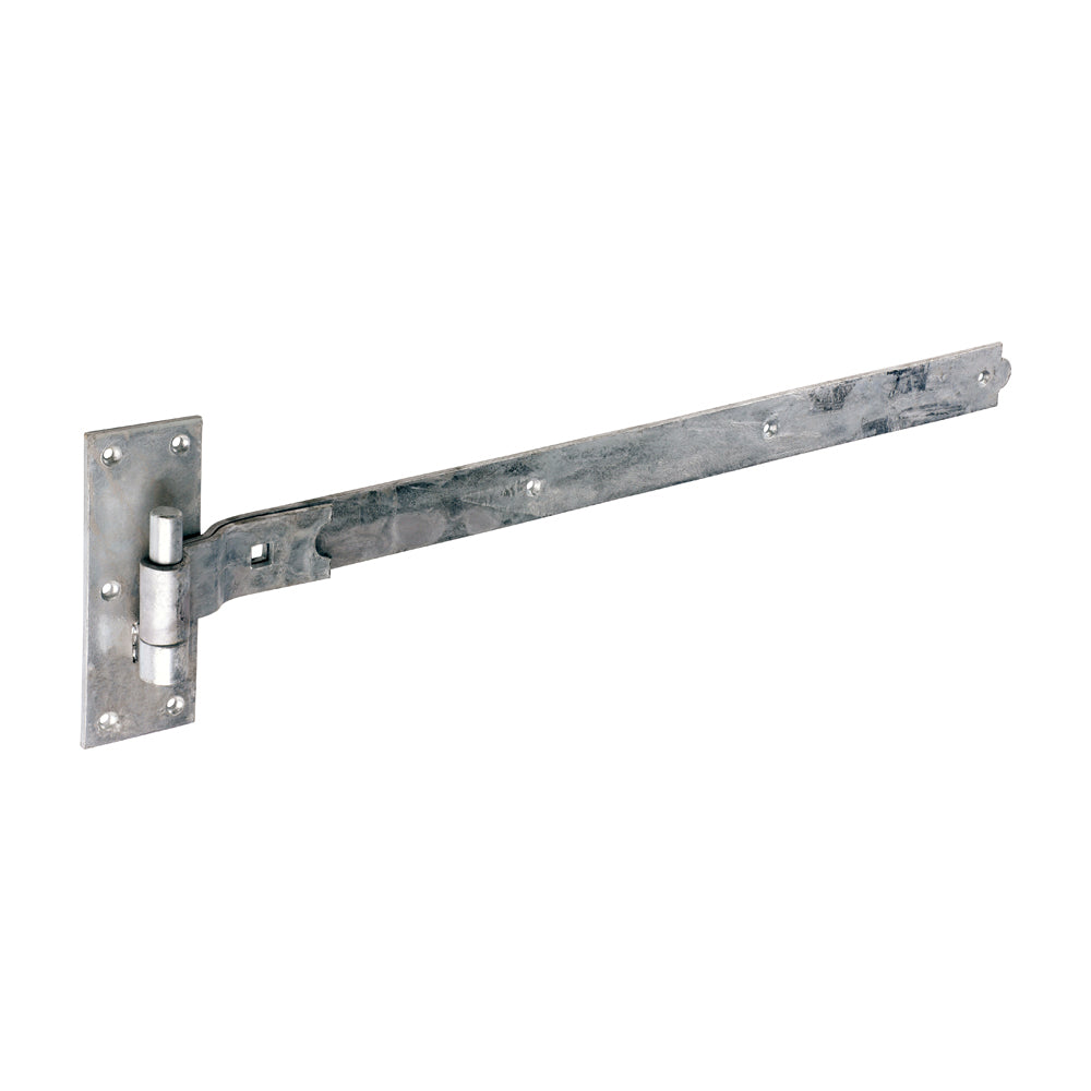 This is an image of Timco - Pair of Cranked Band & Hook On Plates - Hot Dipped Galvanised 750mm (1 Pairs Plain Bag) HBC750G