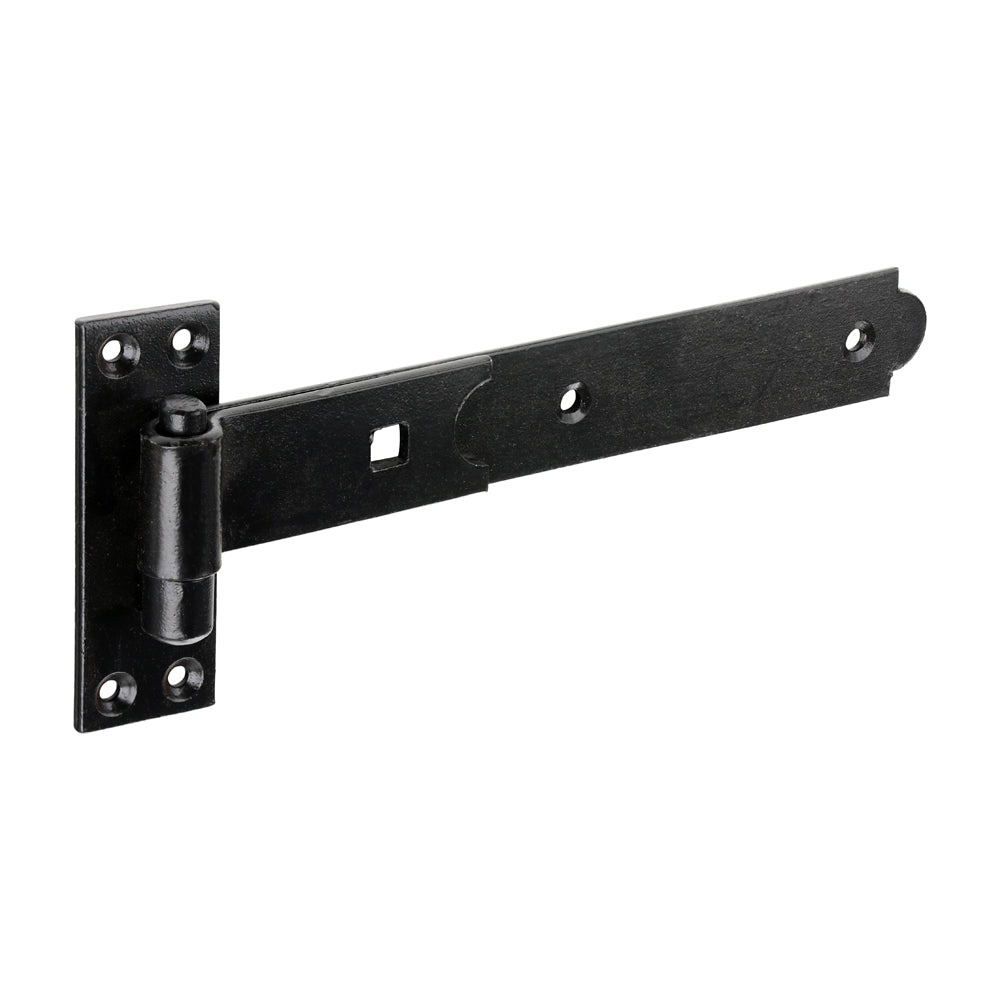 This is an image of Timco - Pair of Straight Band & Hook On Plates - Black 250mm (1 Pairs Plain Bag) HBS250B