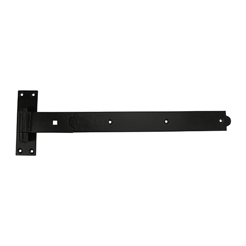 This is an image of Timco - Pair of Straight Band & Hook On Plates - Black 600mm (1 Pairs Plain Bag) HBS600B