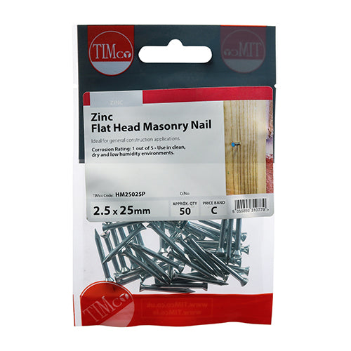 This is an image of Timco - Masonry Nails - Zinc 2.5 x 25mm (50 PCS TIMpac) HM25025P