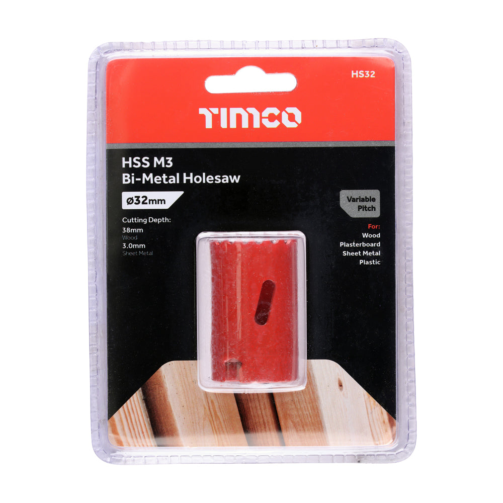 This is an image of Timco - Holesaw - Variable Pitch 32mm (1 Each Clamshell) HS32