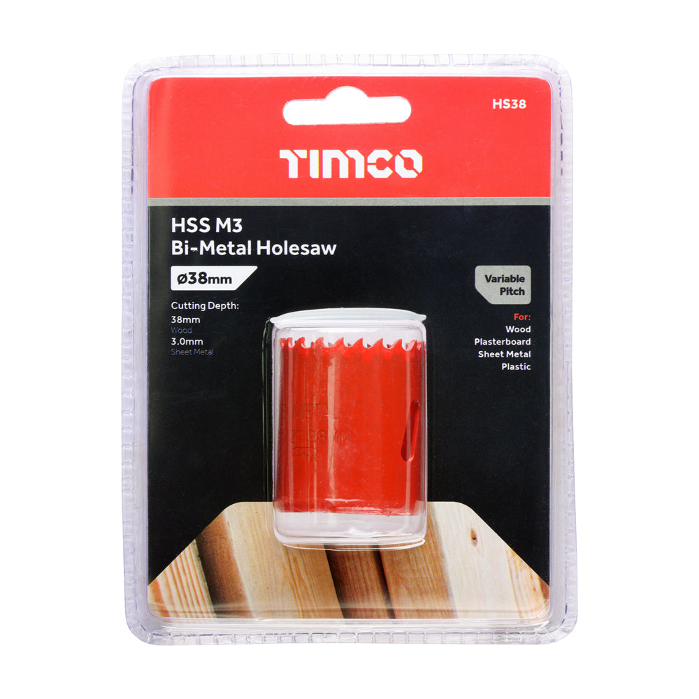 This is an image of Timco - Holesaw - Variable Pitch 38mm (1 Each Clamshell) HS38
