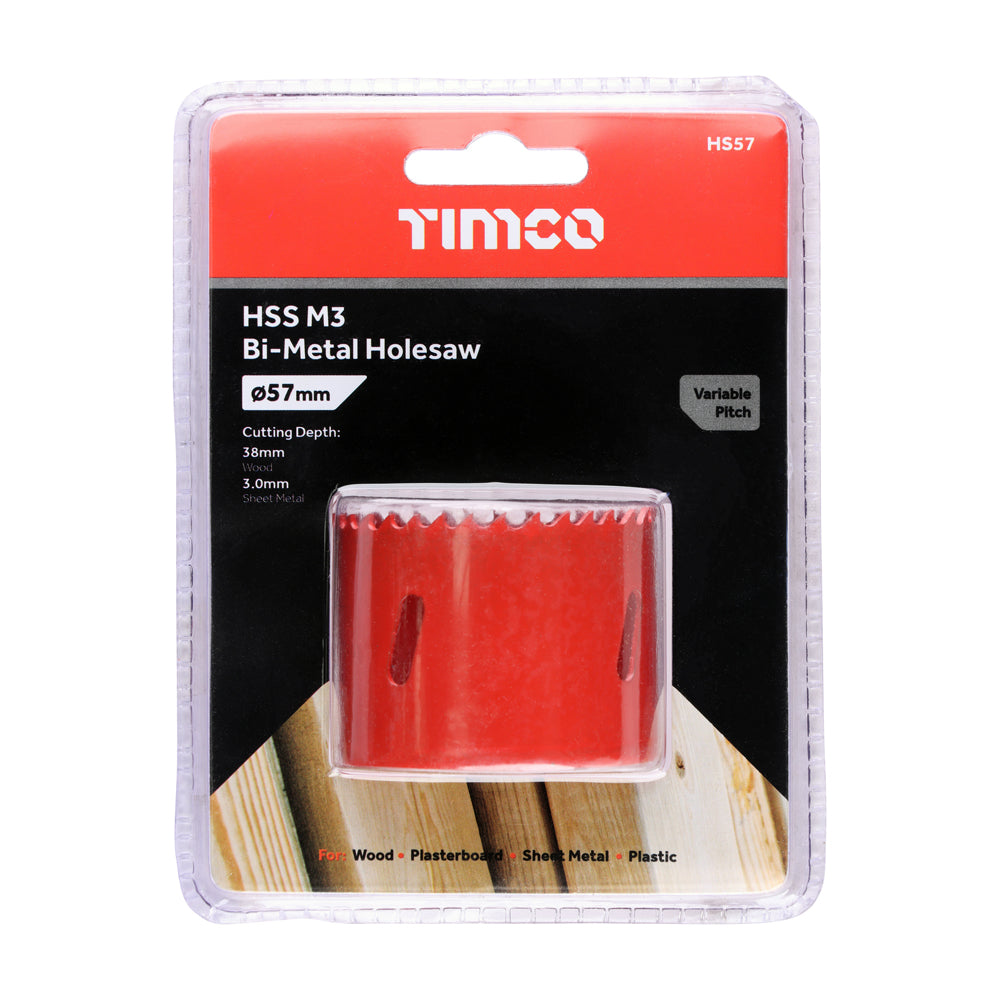 This is an image of Timco - Holesaw - Variable Pitch 57mm (1 Each Clamshell) HS57