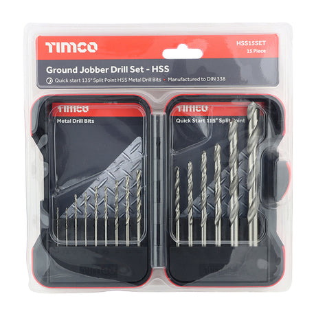 This is an image of Timco - Ground Jobber Drills Set - HSS 15pcs (15 Pieces Case) HSS15SET
