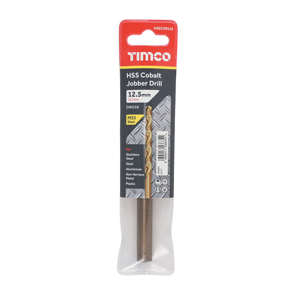 This is an image of Timco - Ground Jobber Drills - Cobalt M35 12.5mm (1 Each Wallet) HSSCOR125