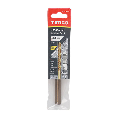 This is an image of Timco - Ground Jobber Drills - Cobalt M35 12.5mm (1 Each Wallet) HSSCOR125