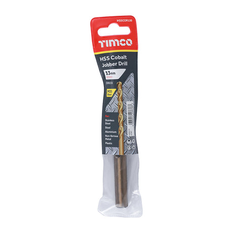 This is an image of Timco - Ground Jobber Drills - Cobalt M35 13.0mm (1 Each Wallet) HSSCOR130