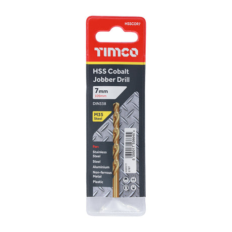 This is an image of Timco - Ground Jobber Drills - Cobalt M35 7.0mm (1 Each Wallet) HSSCOR7
