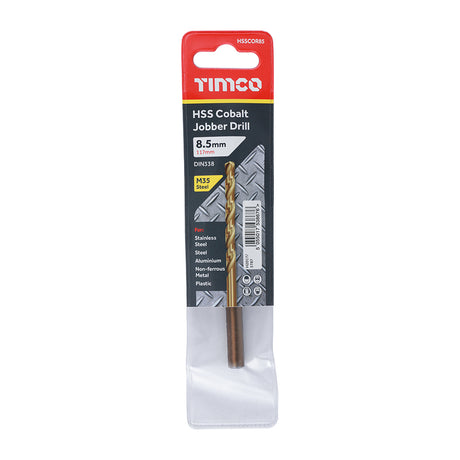 This is an image of Timco - Ground Jobber Drills - Cobalt M35 8.5mm (1 Each Wallet) HSSCOR85