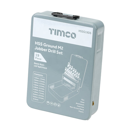 This is an image of Timco - Ground Jobber Drills Set - HSS 19pcs (19 Pieces Case) HSSG19DS