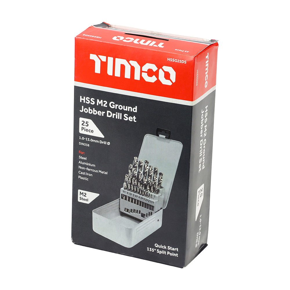 This is an image of Timco - Ground Jobber Drills Set - HSS 25pcs (25 Pieces Case) HSSG25DS