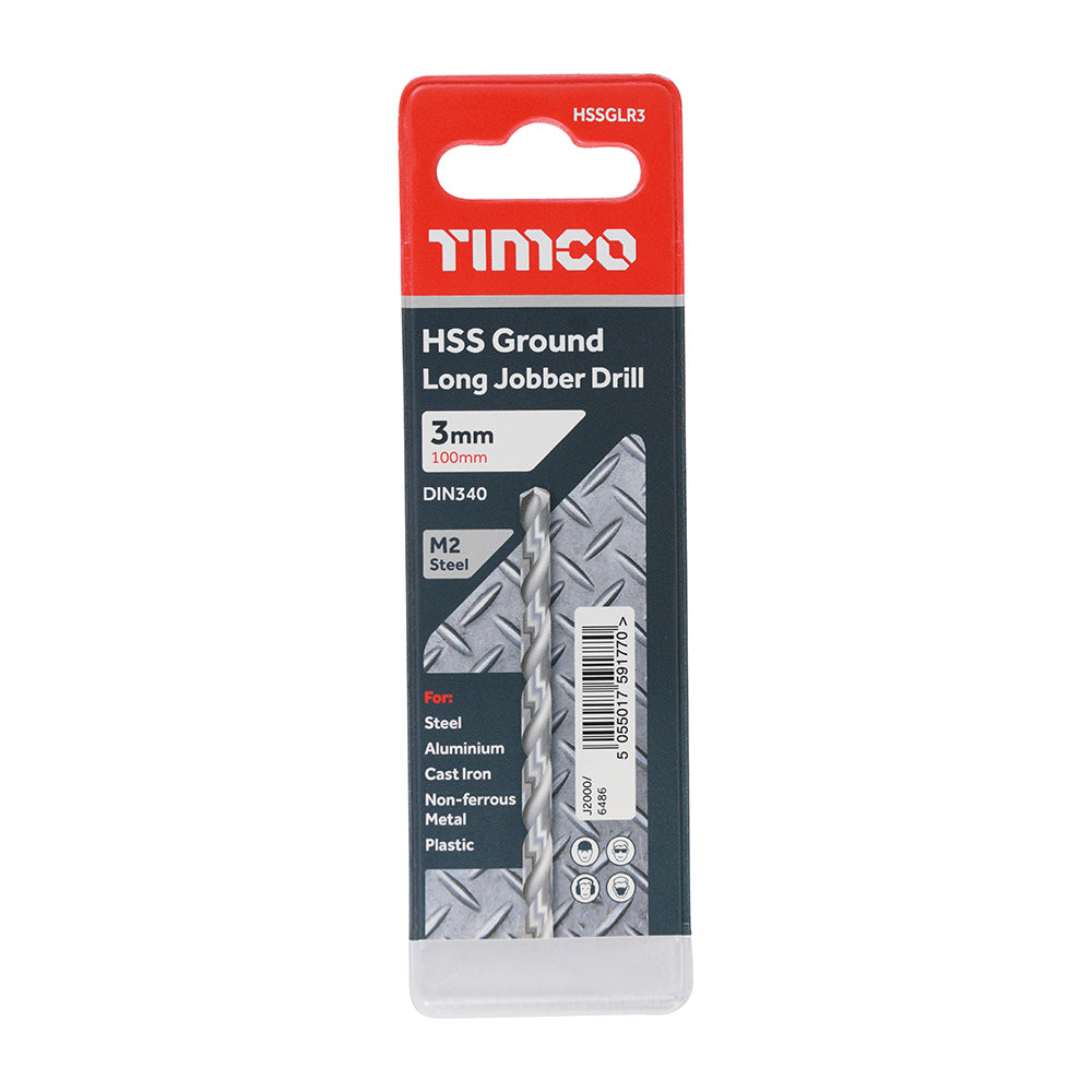 This is an image of Timco - Ground Long Jobber Drills - HSS M2 3.0mm (1 Each Wallet) HSSGLR3