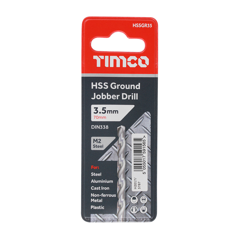This is an image of Timco - Ground Jobber Drills - HSS M2 3.5mm (1 Each Wallet) HSSGR35
