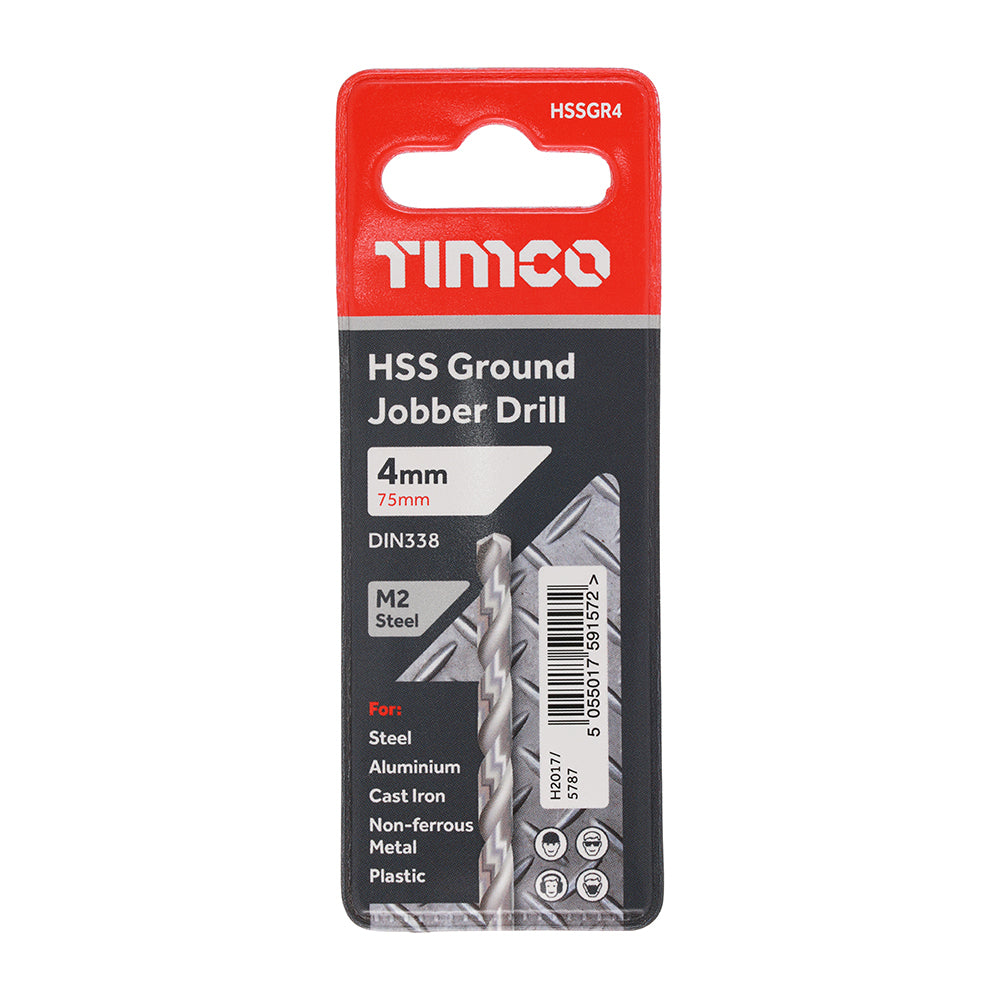 This is an image of Timco - Ground Jobber Drills - HSS M2 4.0mm (1 Each Wallet) HSSGR4