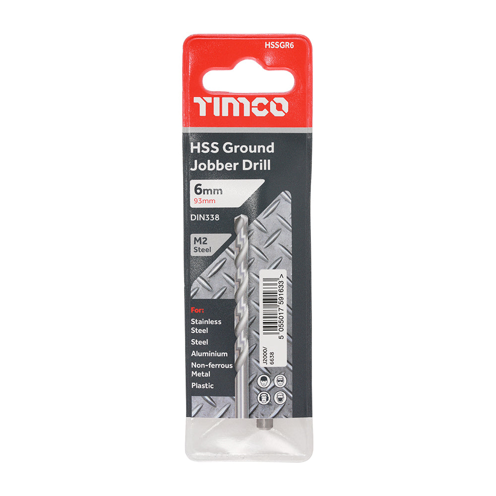This is an image of Timco - Ground Jobber Drills - HSS M2 6.0mm (1 Each Wallet) HSSGR6