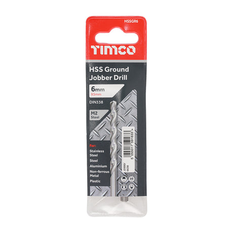This is an image of Timco - Ground Jobber Drills - HSS M2 6.0mm (1 Each Wallet) HSSGR6