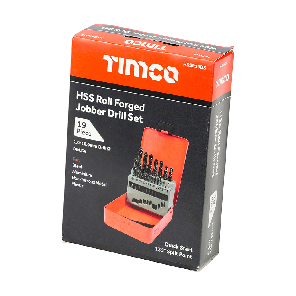 This is an image of Timco - Roll Forged Jobber Drills Set - HSS 19pcs (19 Pieces Case) HSSR19DS