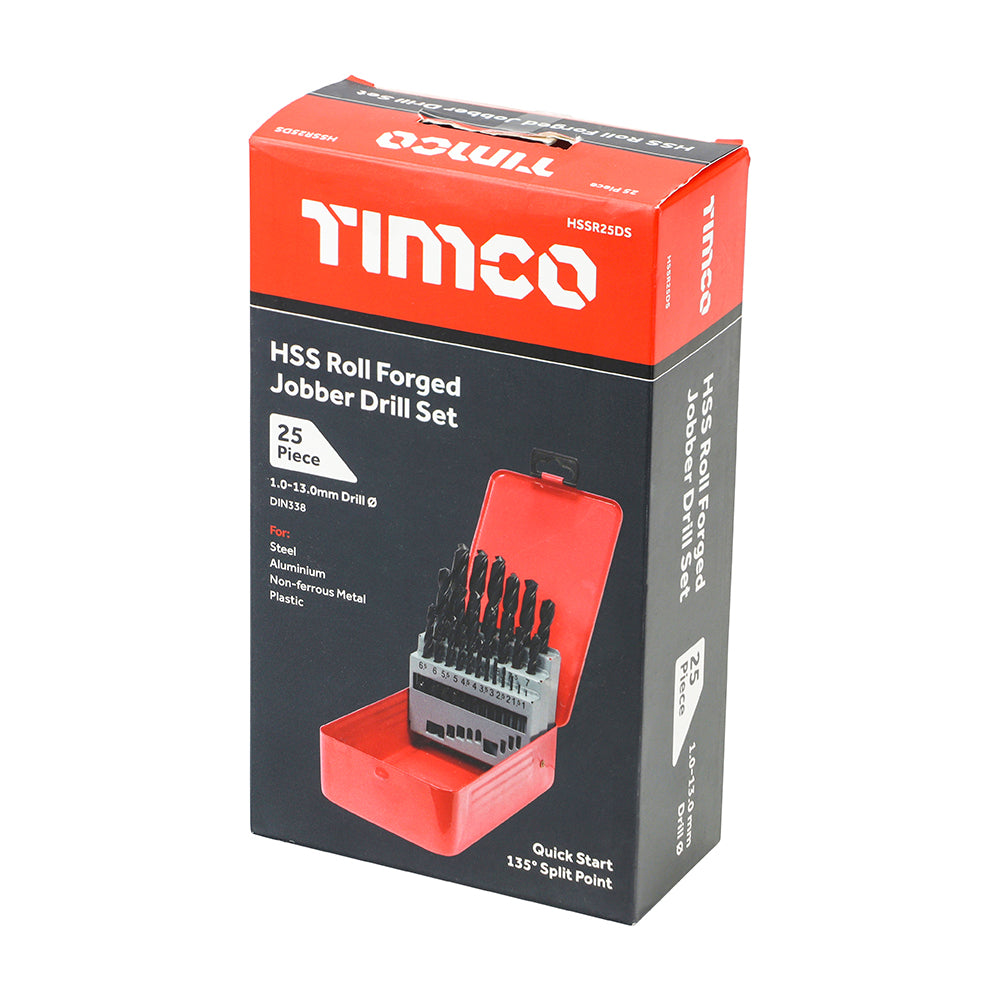 This is an image of Timco - Roll Forged Jobber Drills Set - HSS 25pcs (25 Pieces Case) HSSR25DS