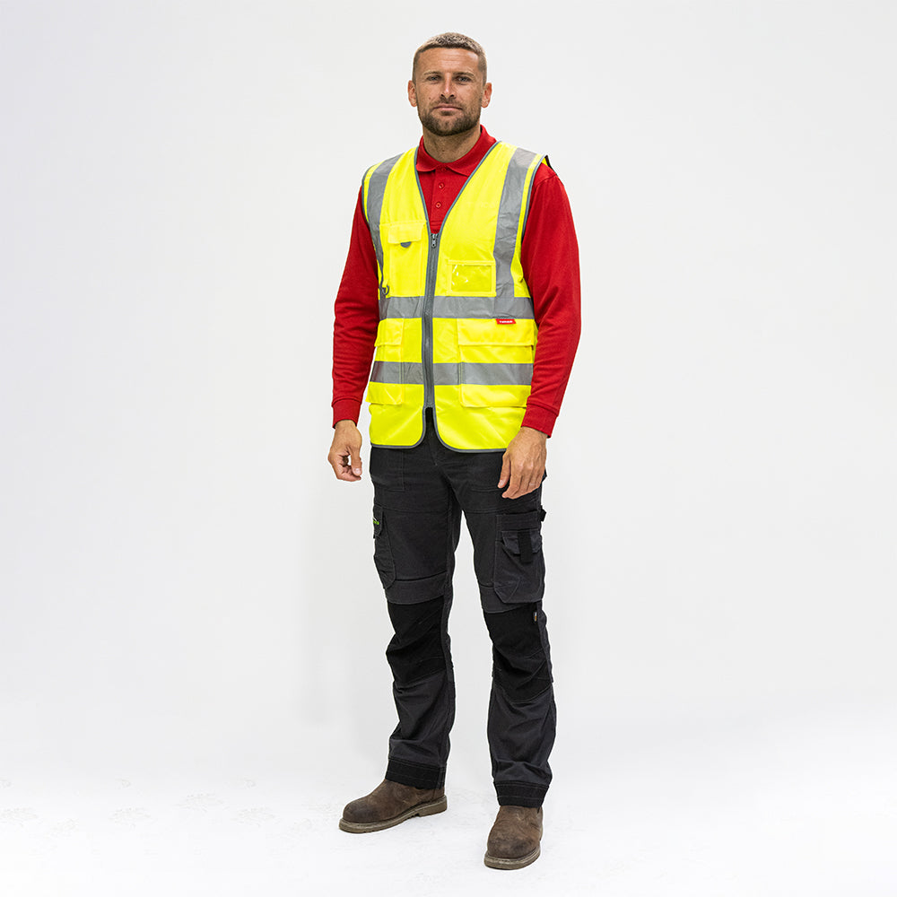 This is an image of Timco - Hi-Visibility Executive Vest - Yellow Medium (1 Each Bag) HVEVMED