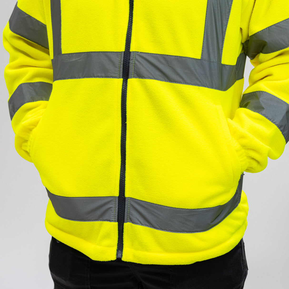 This is an image of Timco - Hi-Visibility Fleece Jacket - Yellow XX Large (1 Each Bag) HVFJXXL