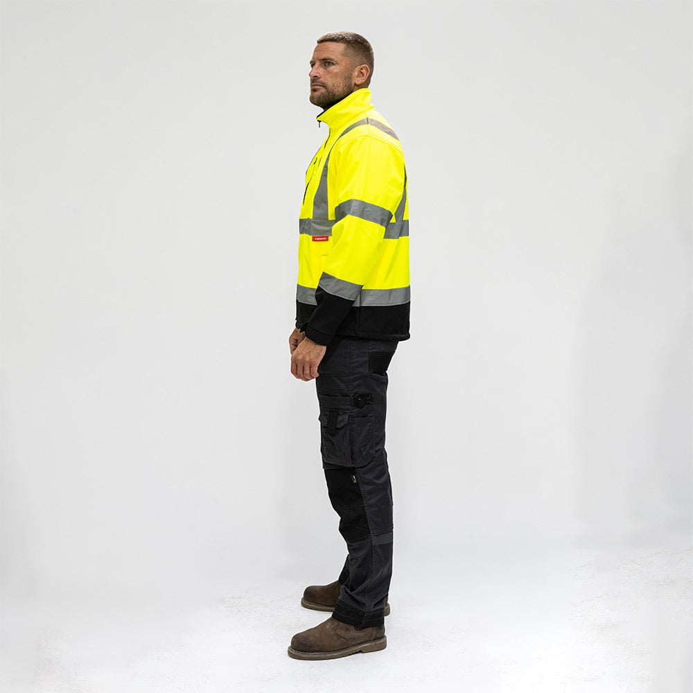 This is an image of Timco - Hi-Visibility Softshell Jacket - Yellow Small (1 Each Bag) HVSJSML
