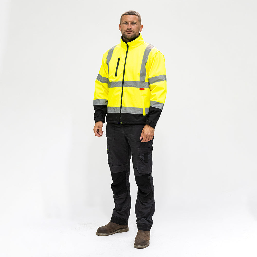 This is an image of Timco - Hi-Visibility Softshell Jacket - Yellow X Large (1 Each Bag) HVSJXL