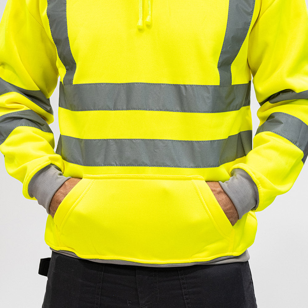 This is an image of Timco - Hi-Visibility Sweatshirt with Hood - Yellow Small (1 Each Bag) HVSWEATSML