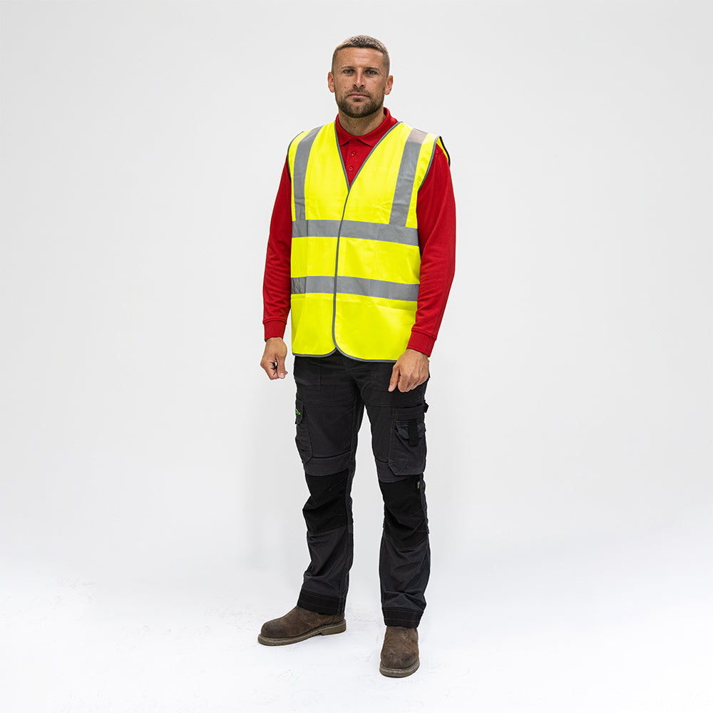 This is an image of Timco - Hi-Visibility Vest - Yellow Large (1 Each Bag) HVVLRG