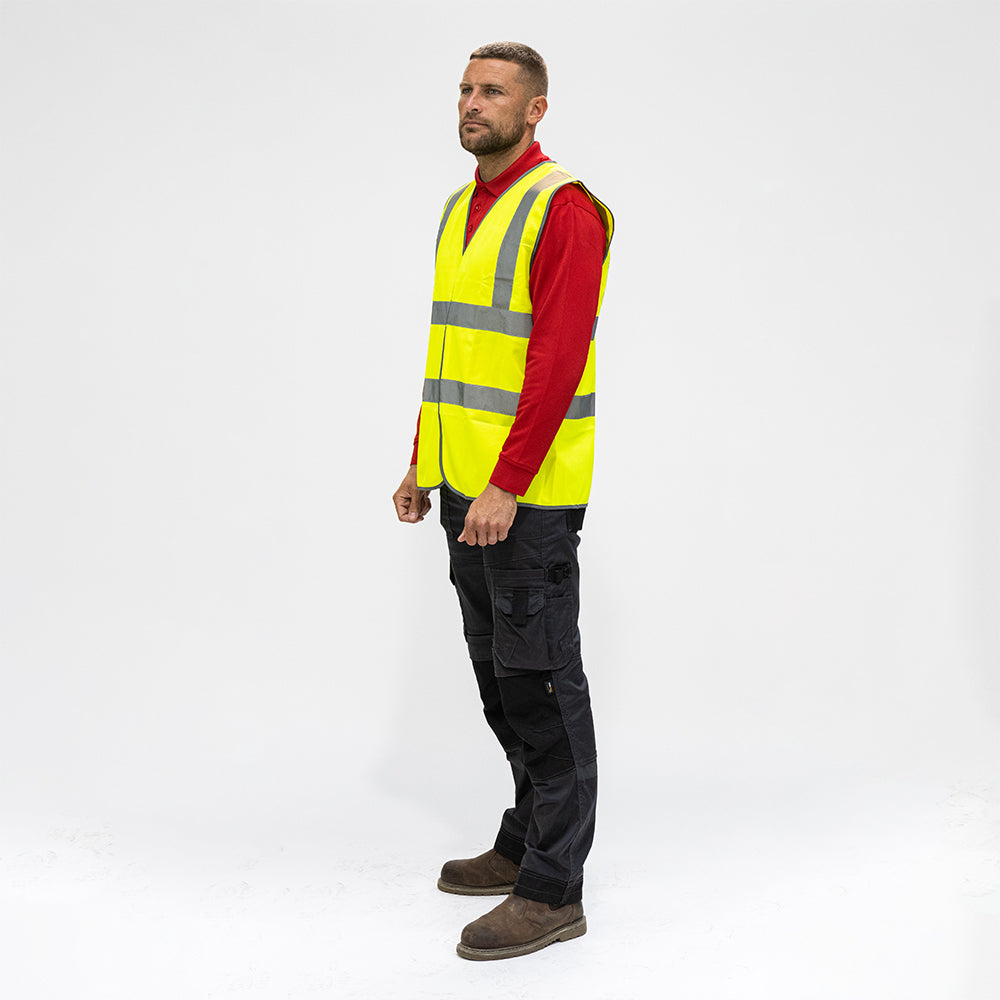 This is an image of Timco - Hi-Visibility Vest - Yellow Large (1 Each Bag) HVVLRG