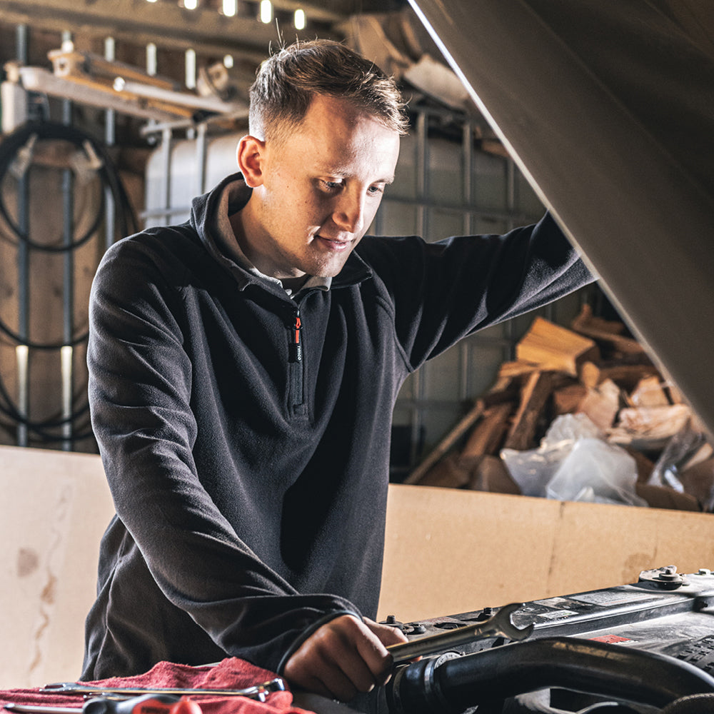 This is an image of Timco - Half Zip Overhead Fleece -Black Large (1 Each Bag) HZOFBL