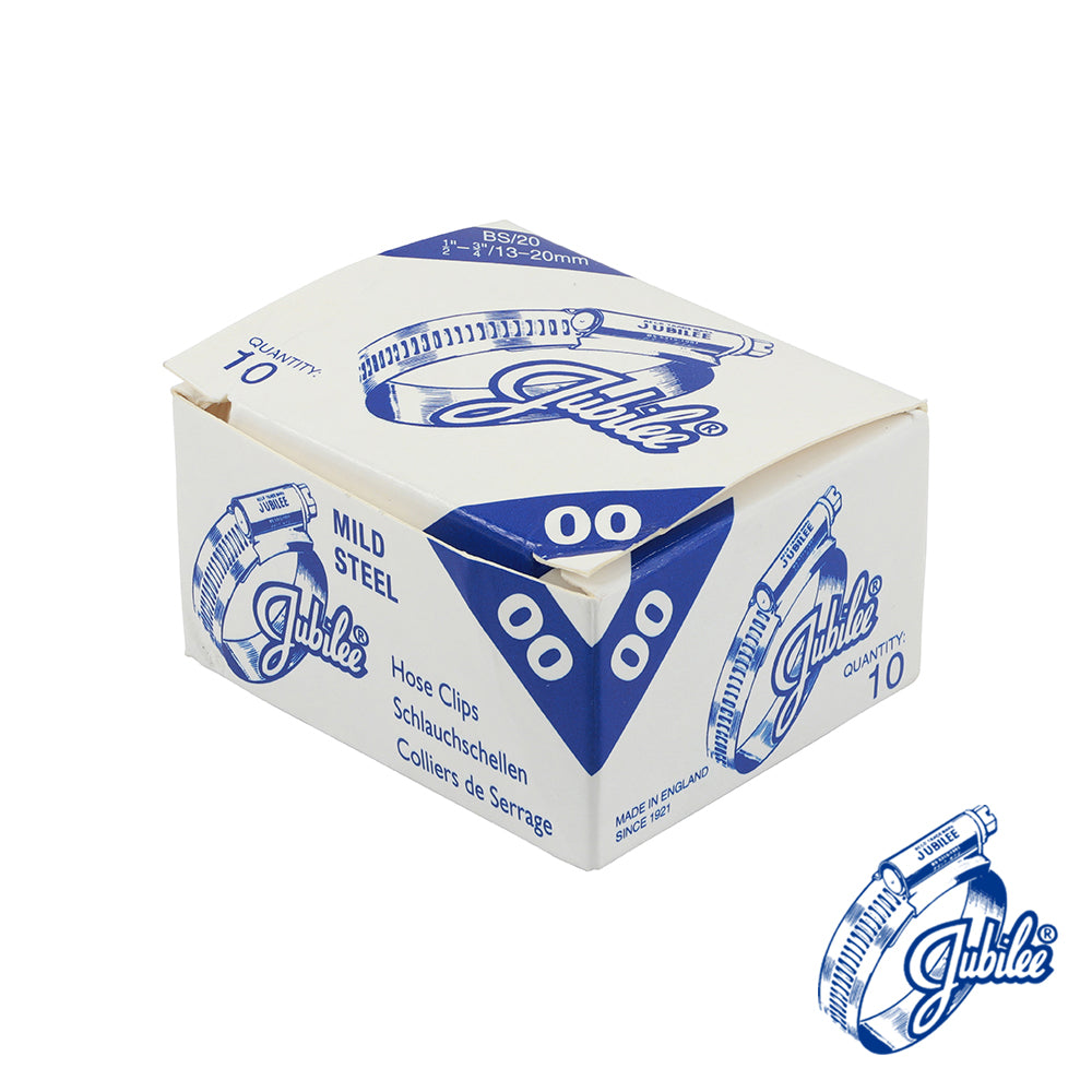 This is an image of Timco - Jubilee Clip Mild Steel - 00MS 13 - 20mm - (10 PCS Box) JUB00MS