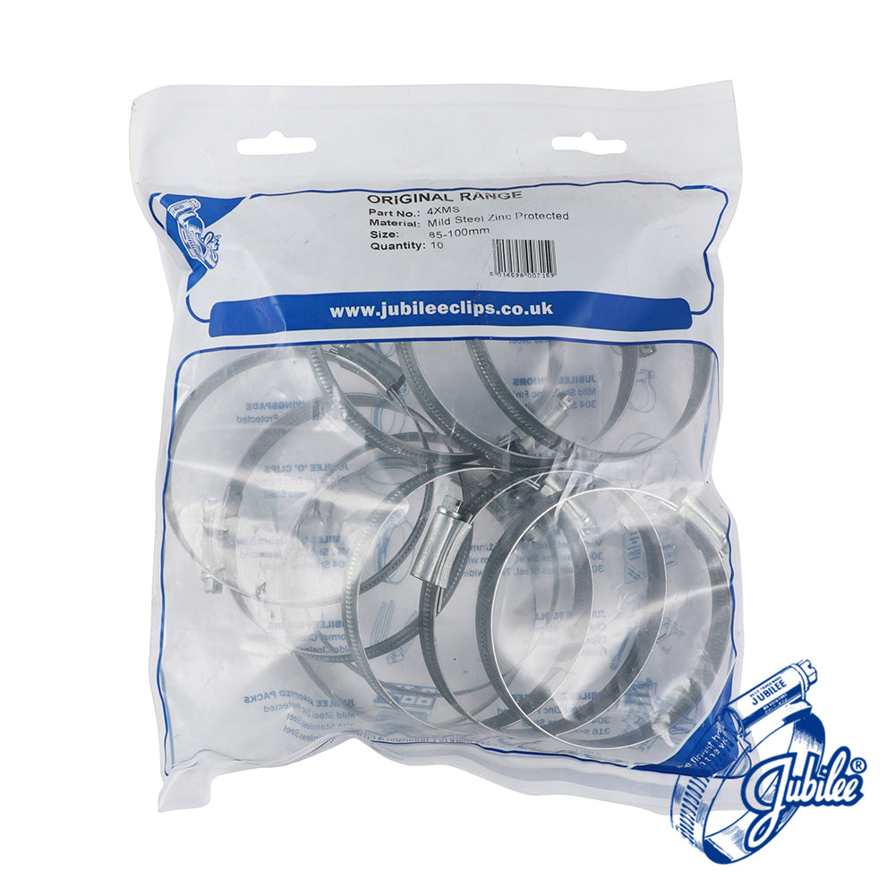 This is an image of Timco - Jubilee Clip Mild Steel - 4XMS 85 - 100mm - (10 PCS Bag) JUB4XMS