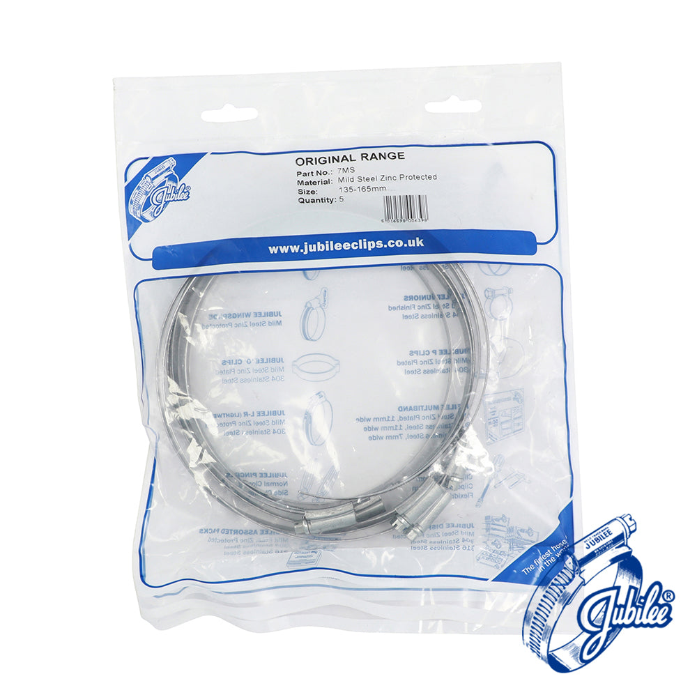 This is an image of Timco - Jubilee Clip Mild Steel - 7MS 135 - 165mm - (5 PCS Bag) JUB7MS