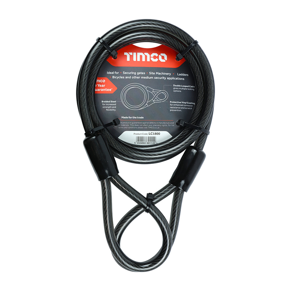 This is an image of Timco - Looped Security Cable 10mm x 1.8m (1 Each Backing Card) LC1800