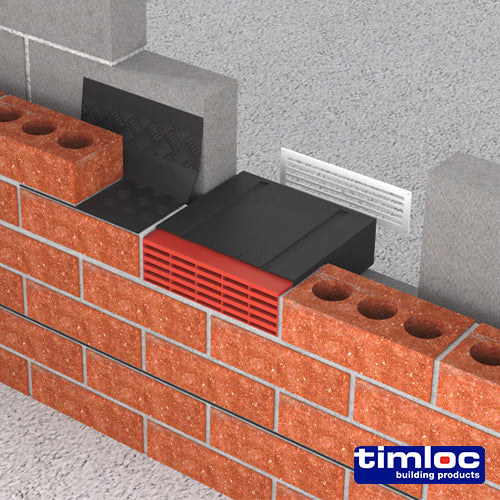 This is an image of Timco - Timloc Airbrick - Plastic - Black - 1201ABBL 215 x 69 x 60mm (20 Pieces Box) LOC1201ABBL