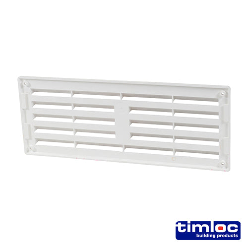 This is an image of Timco - Timloc Internal Plastic Louvre Grille Vent - White - 1207W 260 x 104mm (1 Each Bag) LOC1207W