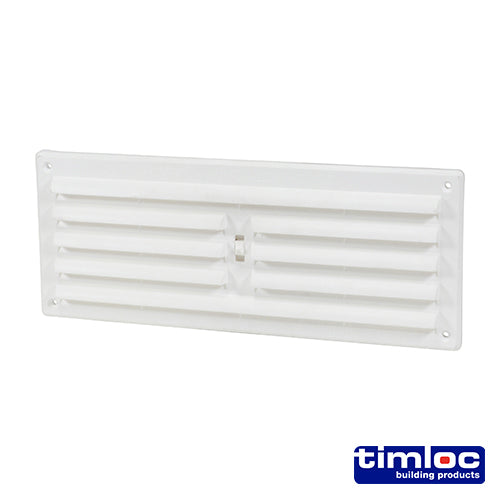 This is an image of Timco - Timloc Internal Plastic Hit and Miss Louvre Grille Vent - White - 1208W 260 x 104mm (1 Each Bag) LOC1208W