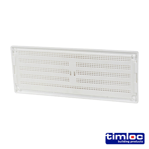This is an image of Timco - Timloc Internal Plastic Hit and Miss Louvre Grille Vent - White - 1208W 260 x 104mm (1 Each Bag) LOC1208W