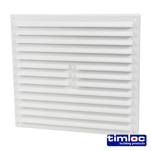 This is an image of Timco - Timloc Internal Plastic Louvre Grille Vent - White - 1212W 260 x 235mm (1 Each Bag) LOC1212W