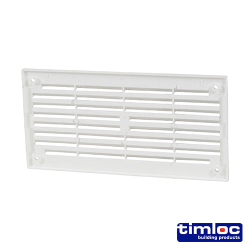This is an image of Timco - Timloc Internal Plastic Louvre Mini Grille Vent - White - 1218W 166 x 85mm (1 Each Bag) LOC1218W