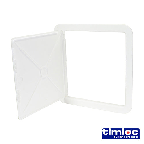 This is an image of Timco - Timloc Access Panel - Plastic - Hinged - White - AP300 305 x 305mm (1 Each Bag) LOCAP300