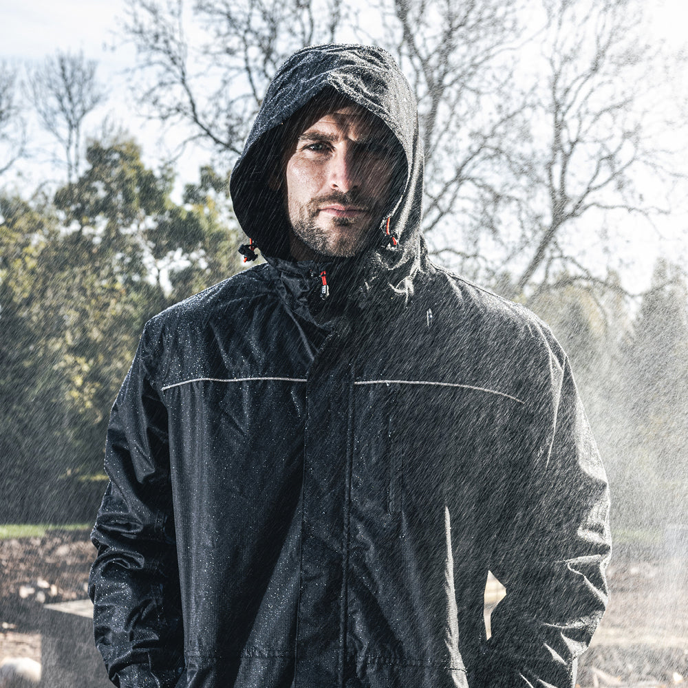 This is an image of Timco - Waterproof Lined Rain Jacket - Black Medium (1 Each Bag) LRJ1001M