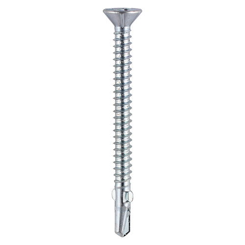 This is an image of Timco - Metal Construction Timber to Light Section Screws - Countersunk - Wing-Tip - Self-Drilling - Zinc 5.5 x 50mm - (150 PCS TIMbag) LW50BB