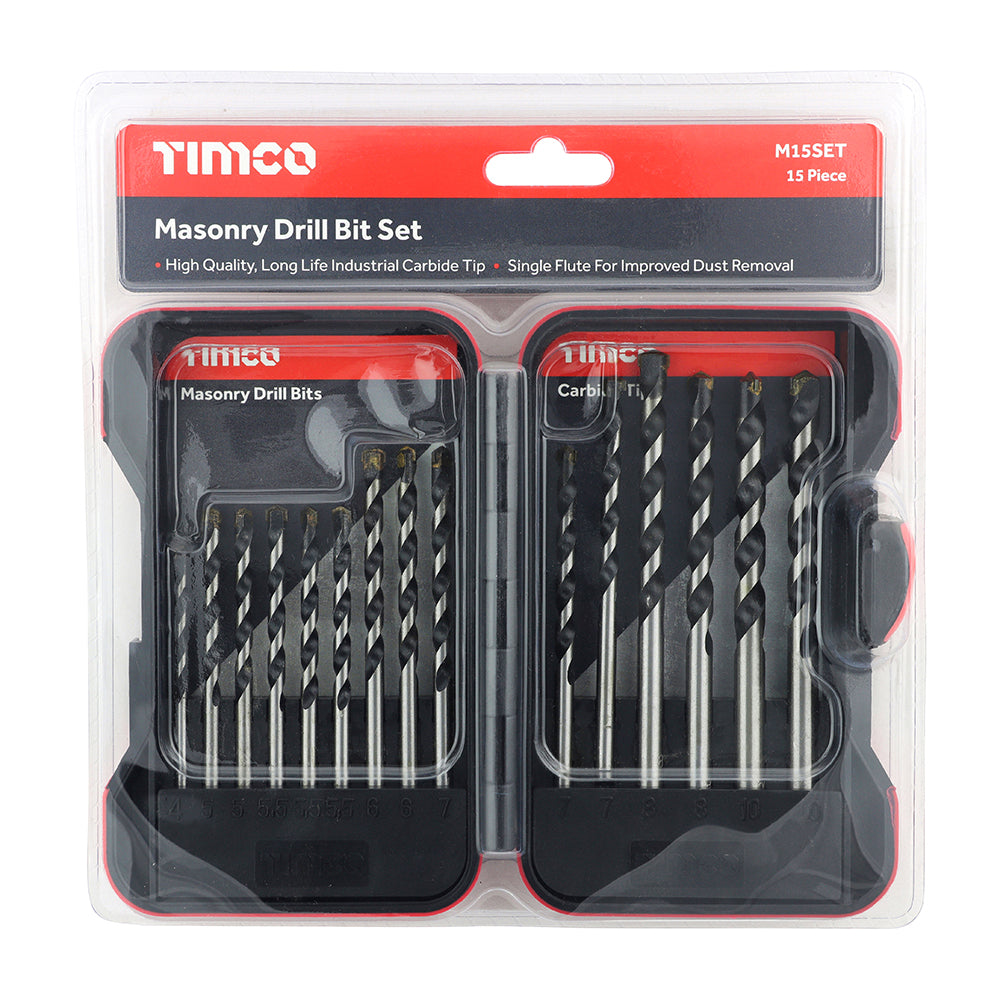 This is an image of Timco - Masonry Drill Bit Set 15pcs (15 Pieces Case) M15SET