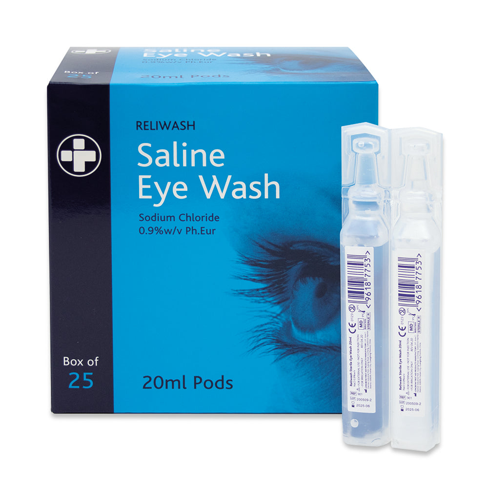 This is an image of Timco - Eye Wash Saline - Pods 20ml (25 Pieces Box) MED901
