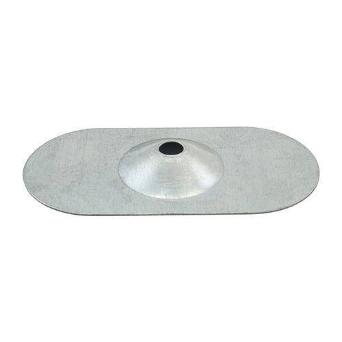 This is an image of Timco - Metal Oval Stress Plate - Galvanised 82 x 40mm - (50 PCS Box) MID8240