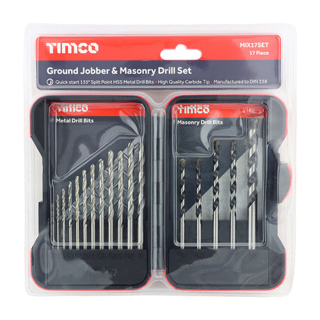 This is an image of Timco - Ground Jobber & Masonry Drill Set 17pcs (17 Pieces Case) MIX17SET